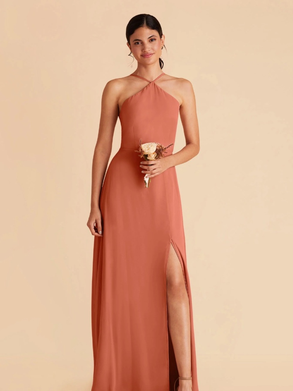 Birdy Grey Juliet Chiffon Bridesmaid Dress - Terracotta Size Small